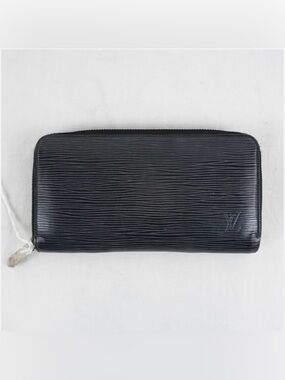 Louis Vuitton Black Epi Leather Zip-Around Wallet with Subtle LV